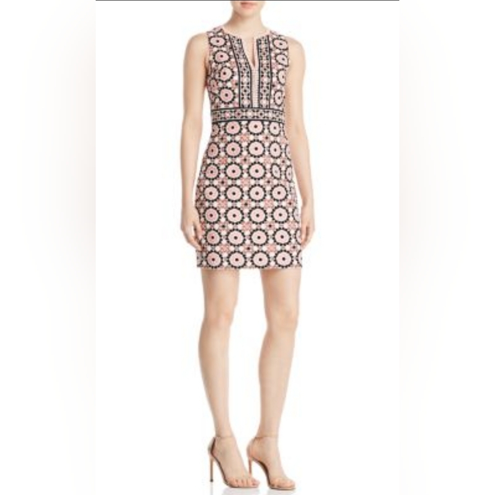 Maggy London Pink and Black Floral Midi Dress
